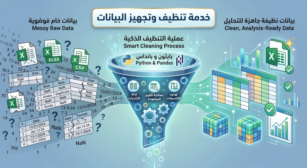 تنظيف ومعالجة البيانات الخام وتجهيزها للتحليل الإحصائي والبرمجي
