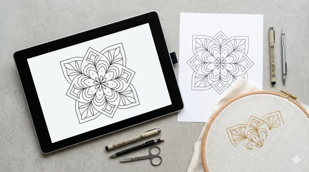 تصميم باترونات (Patterns) مخصصة للتطريز اليدوي أو بطاقات الدعوة