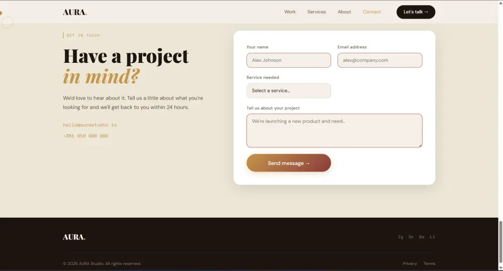تصميم موقع وكالة إبداعية فاخر بتصميم Editorial عصري
