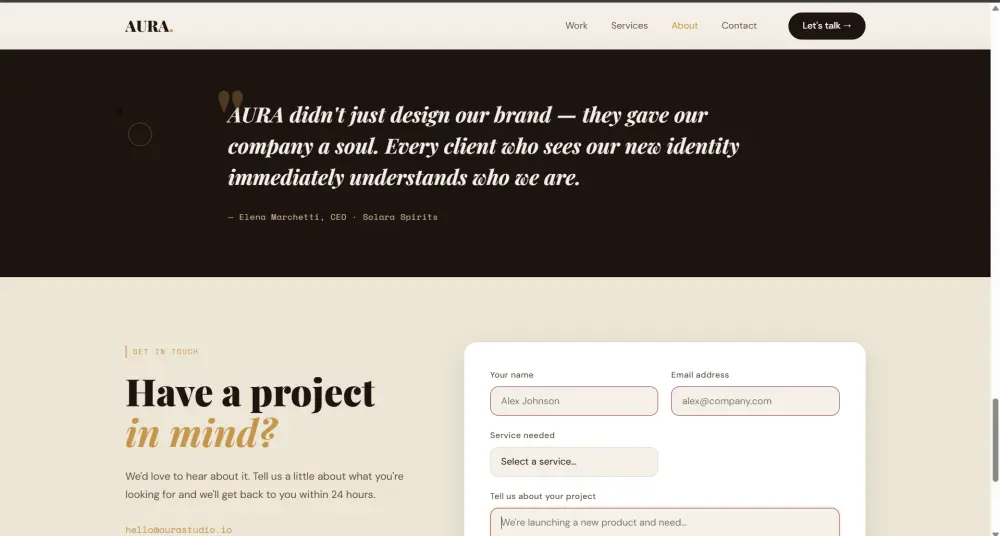 تصميم موقع وكالة إبداعية فاخر بتصميم Editorial عصري