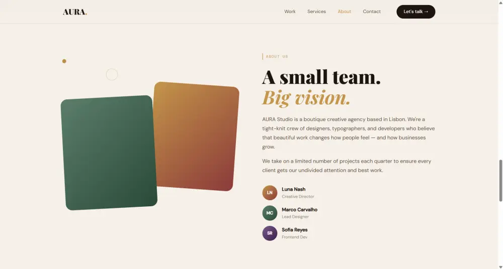 تصميم موقع وكالة إبداعية فاخر بتصميم Editorial عصري