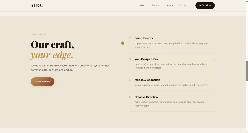 تصميم موقع وكالة إبداعية فاخر بتصميم Editorial عصري