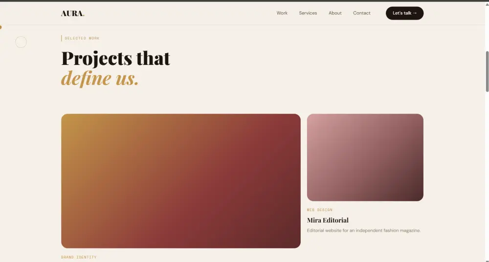 تصميم موقع وكالة إبداعية فاخر بتصميم Editorial عصري