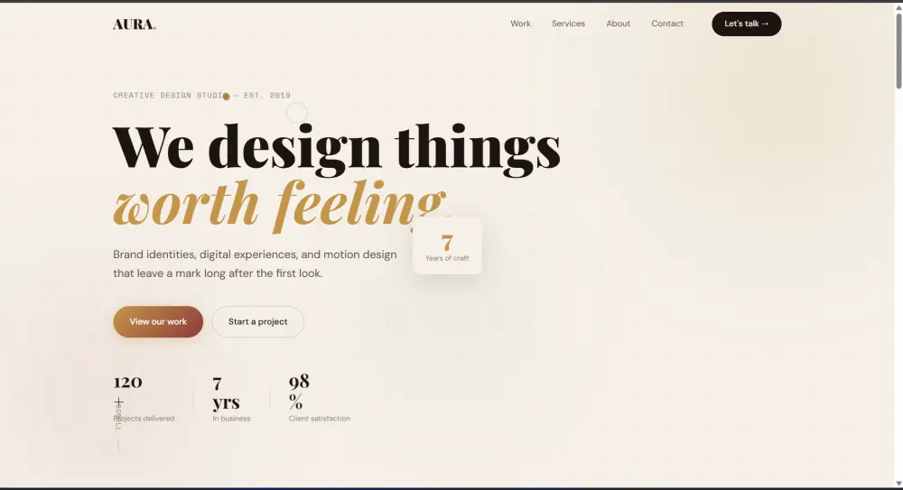 تصميم موقع وكالة إبداعية فاخر بتصميم Editorial عصري