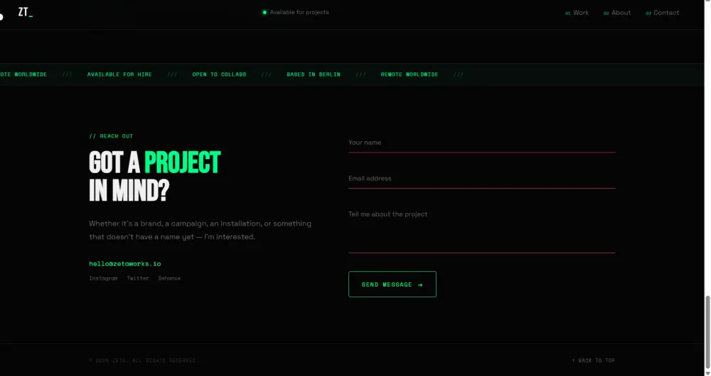 بورتفوليو إبداعي فاخر بتأثيرات Glitch وحركات كانفاس حية