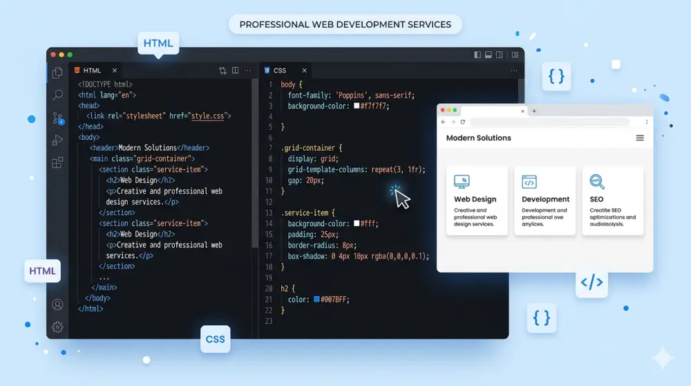 تحويل تصميم إلى صفحة ويب باستخدام HTML و CSS بشكل متجاوب