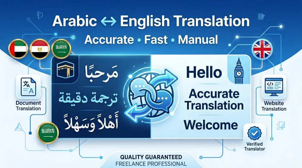 ترجمة نصوص ومقالات من العربية إلى الإنجليزية والعكس بدقة