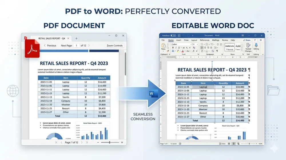 تحويل ملفات PDF إلى Word بدقة عالية مع الحفاظ على التنسيق