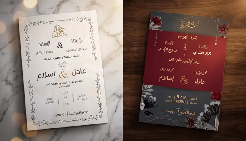 تصميم دعوات زفاف عصرية ومميزة بتفاصيل جذابة