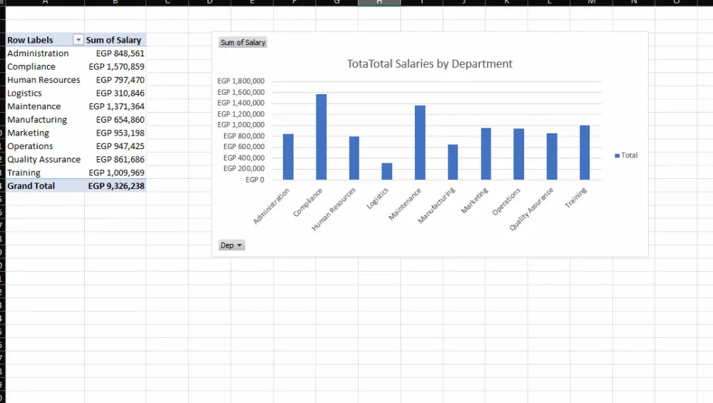 عمل Pivot Table و 3 charts