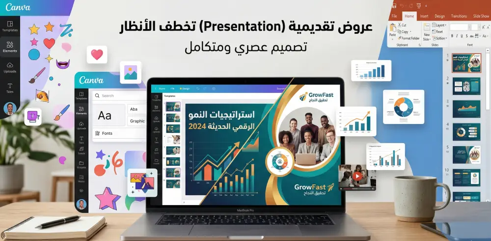 تصميم عروض تقديمية احترافية بإستخدام PowerPoint أو Canva