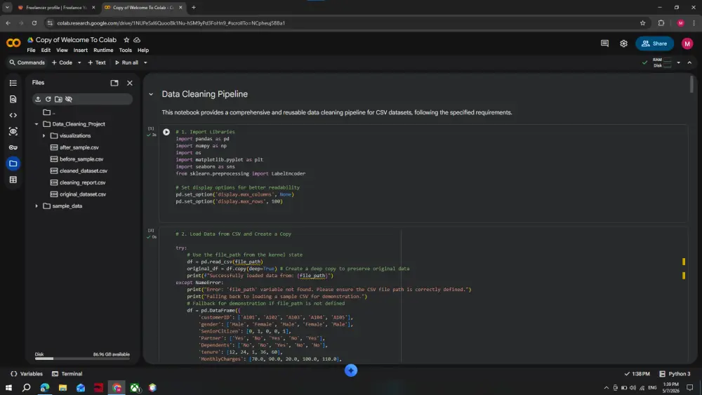 Data cleaning and Preprocessing