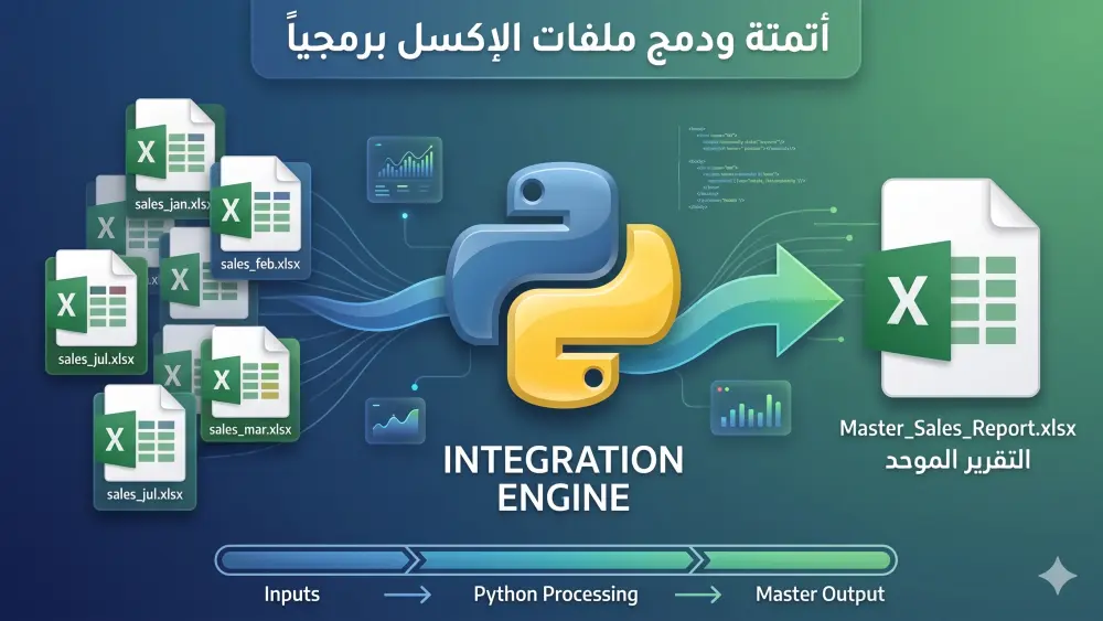 تجميع ودمج بيانات ملفات Excel المتعددة أوتوماتيكياً (Data Automation) باستخدام Python