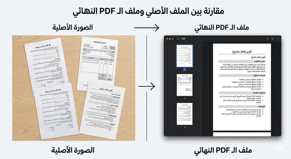 تحويل وتجميع الصور والمستندات الورقية إلى ملف PDF احترافي