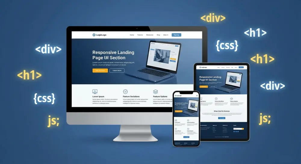 تصميم وبناء صفحة هبوط (Landing Page) عصرية ومتجاوبة بالكامل