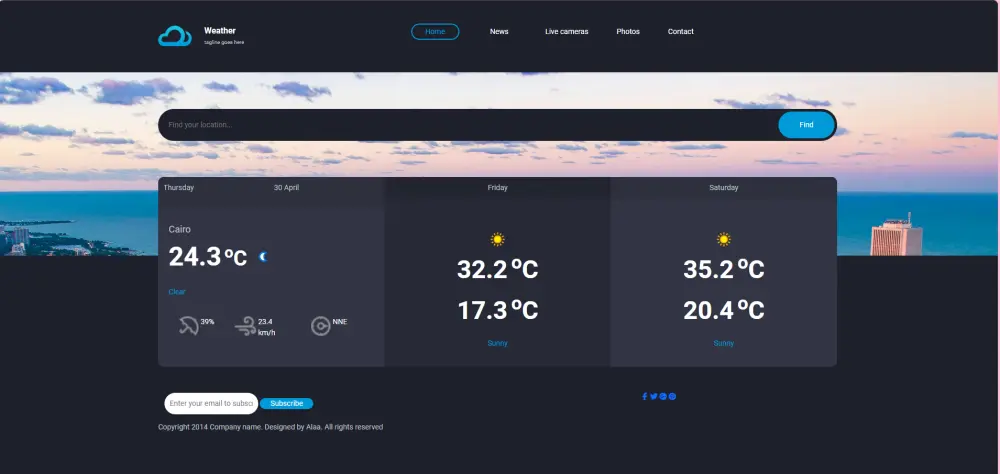 برمجة  لوحة بيانات طقس (Weather Dashboard) تفاعلية باستخدام JavaScript و APIs