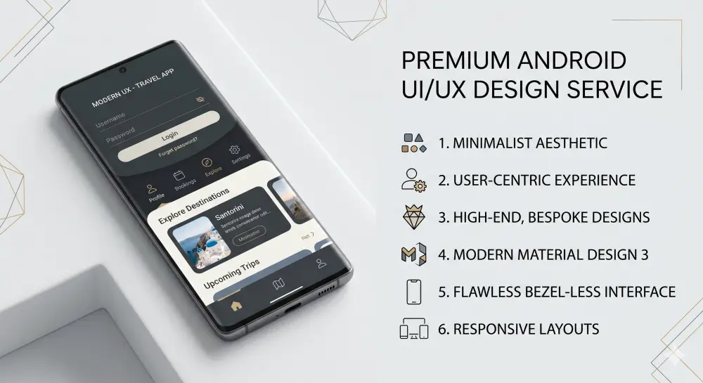 تصميم وبرمجة واجهات أندرويد احترافية بكود نظيف وPremium UI