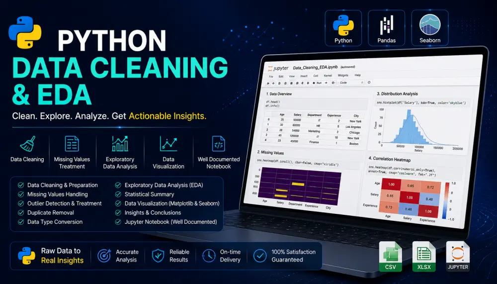سأقوم بتنظيف البيانات وتحليلها استكشافياً باستخدام Python وPandas وEDA  القسم الرئيسي