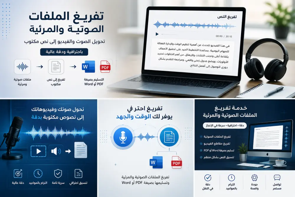 تفريغ الملفات الصوتية والمقاطع المرئية