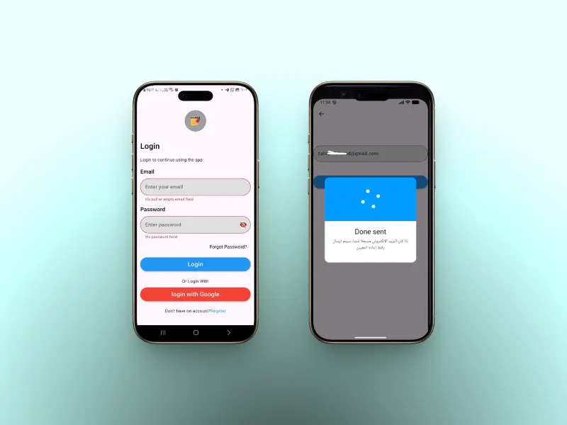 ربط تطبيقFlutter بخدمات Firebase (تسجيل الدخول وإنشاء الحساب)