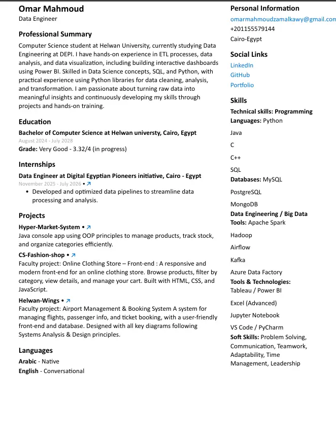 كتابة وتصميم CV احترافي متوافق مع أنظمة التوظيف ATS