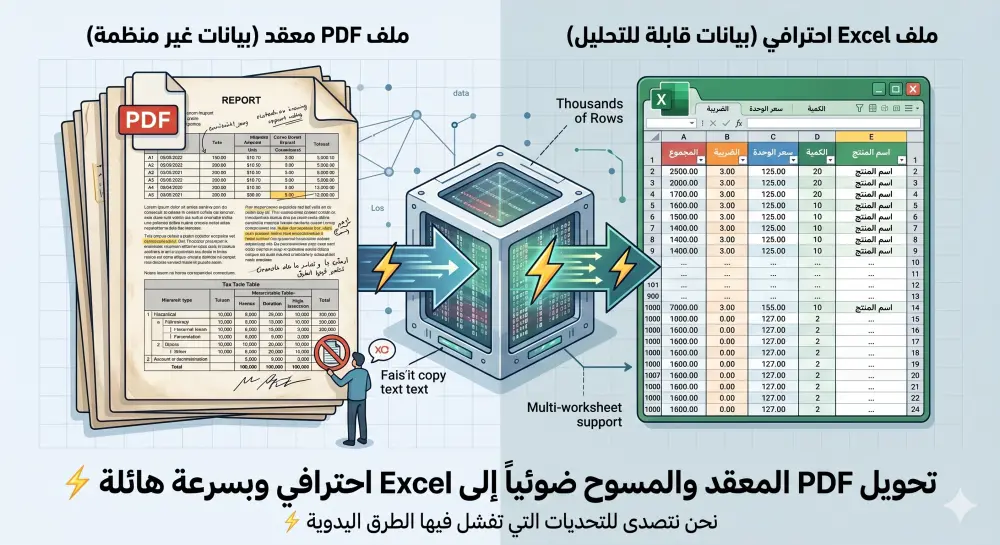 سأقوم بتحويل واستخراج الجداول من ملفات PDF إلى Excel أو CSV بدقة.