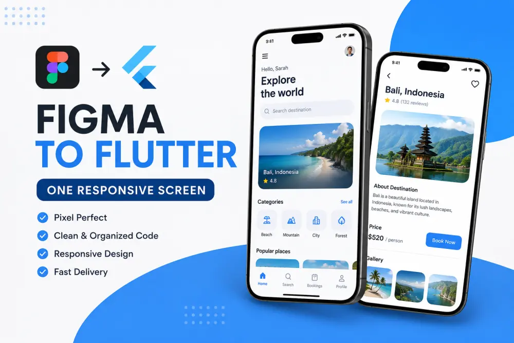 سأحول تصميم شاشة Figma إلى Flutter UI احترافي Responsive