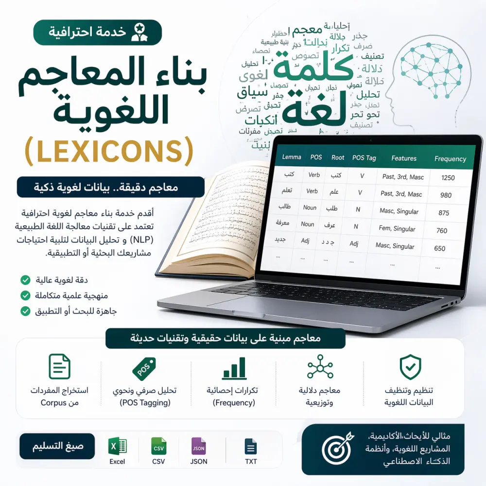 بناء معاجم لغوية (Lexicons) باستخدام تقنيات NLP و Machine Learning