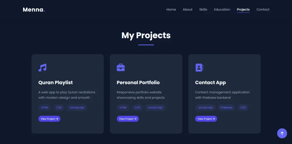 تصميم موقع بورتفوليو احترافي باستخدام HTML و CSS و JavaScript