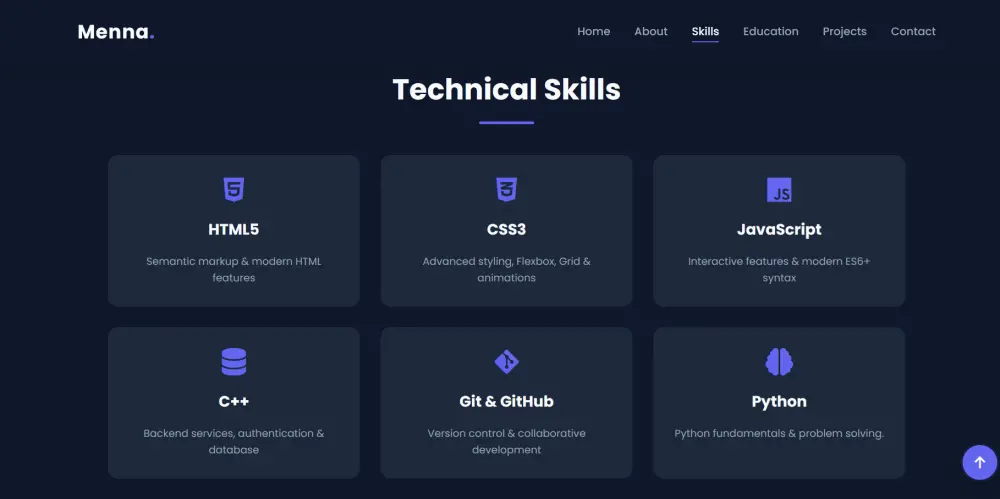تصميم موقع بورتفوليو احترافي باستخدام HTML و CSS و JavaScript