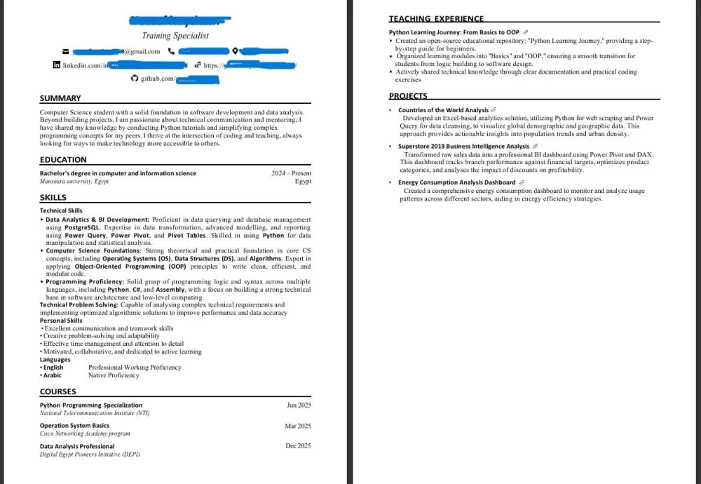 تصميم سيرة ذاتية CV بشكل احترافي متوافقة مع نظام ATS