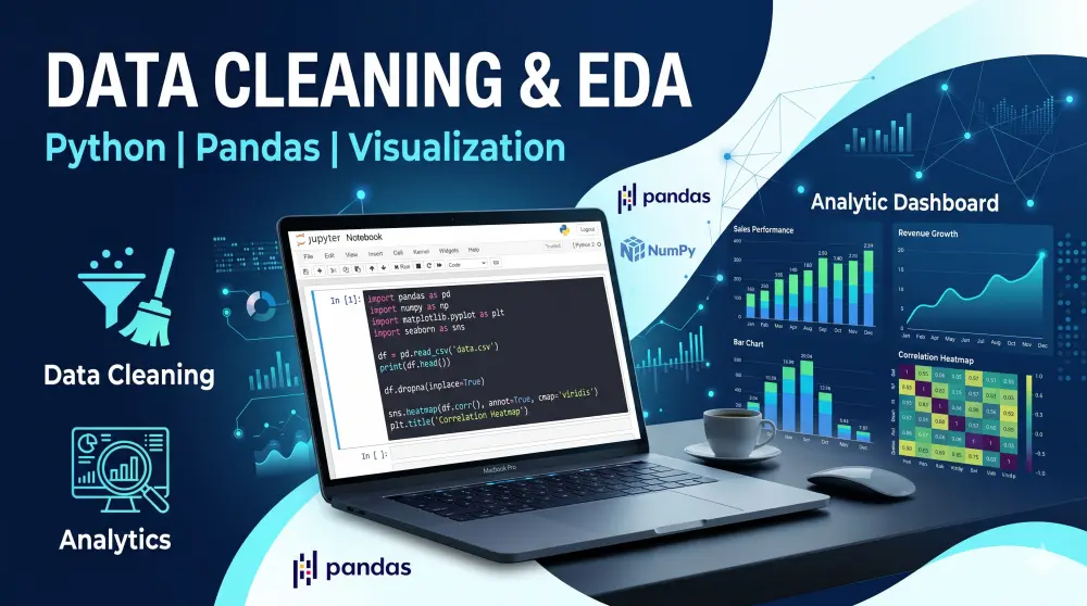 سأقوم بتنظيف وتحليل بياناتك باستخدام Python و Pandas مع تقارير ورسوم بيانية احترافية