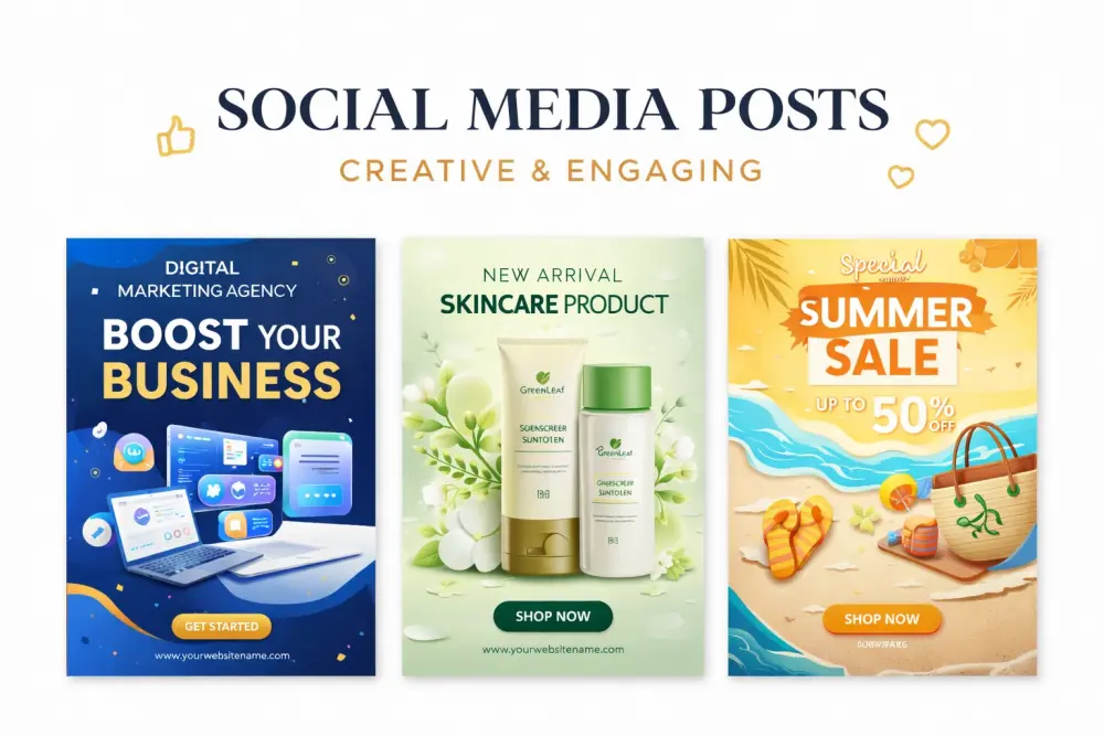 تصميم بوستات سوشيال ميديا احترافية لزيادة التفاعل والمبيعات