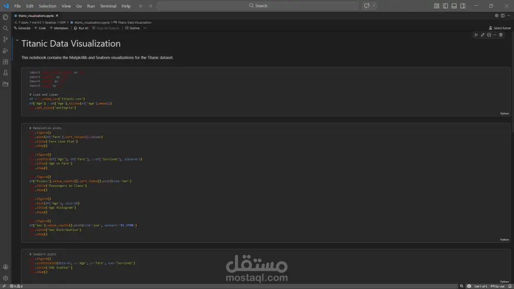 تحليل البيانات باستخدام بايثون Python + رسم بياني + تنظيف البيانات + تقارير احترافية