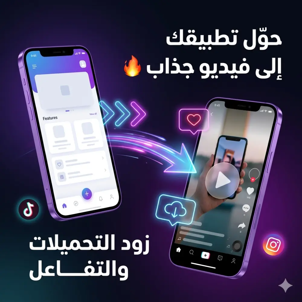 تصميم فيديو ترويجي لتطبيقك يزيد التحميلات (Reels / TikTok)
