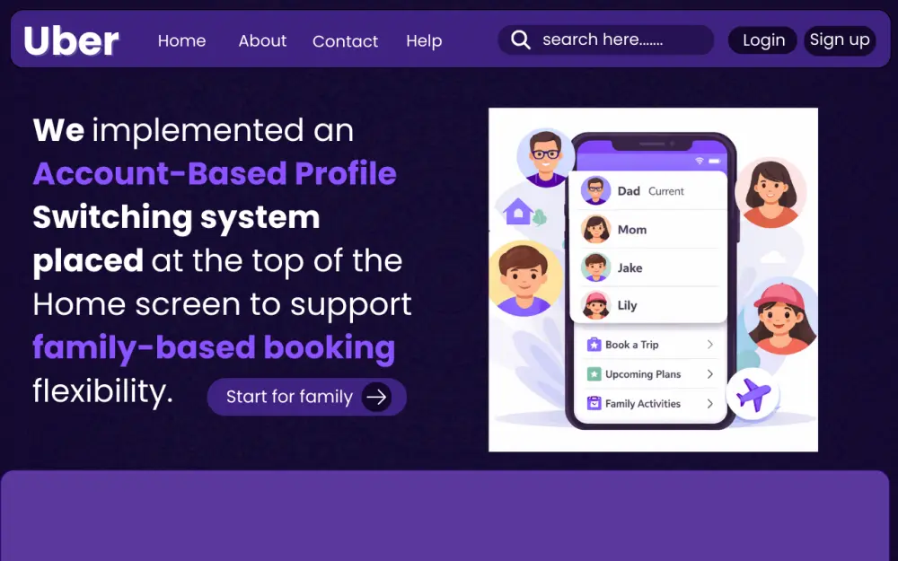 التصميم فكرة نظام تبديل الحسابات العائلية (Account-Based Profile Switching)