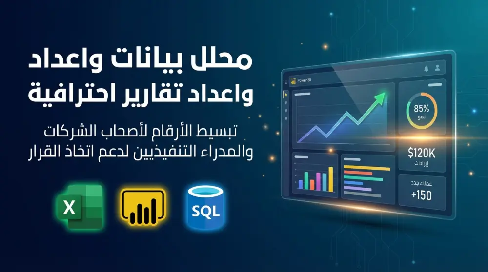 تصميم لوحة مؤشرات أداء تفاعلية (Dashboard) لتحليل المبيعات والأرباح باستخدام Power BI & Excel
