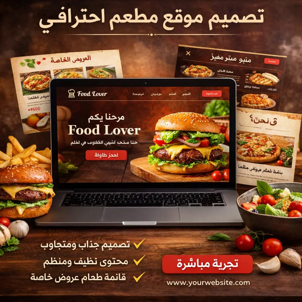 تصميم موقع مطعم احترافي (Restaurant Website UI)