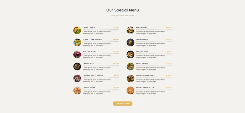 تصميم موقع مطعم احترافي (Restaurant Website UI)