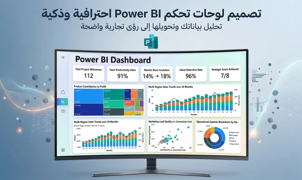سأقوم بتحويل بياناتك إلى لوحة تحكم (Dashboard) تفاعلية وذكية باستخدام Power BI، لتتمكن من استخراج رؤى دقيقة ومراقبة أعمالك باحترافية.