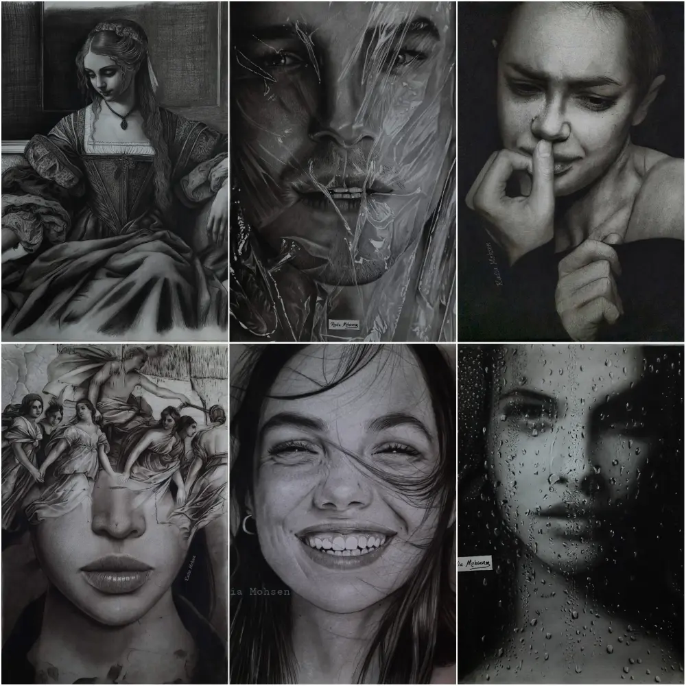 رسم بورتريه بالرصاص والفحم