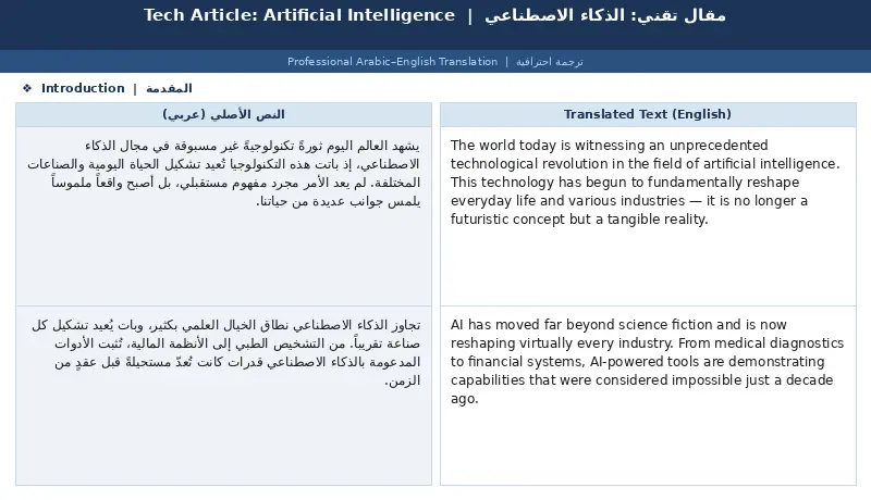 اقدم ترجمة إحترافية من العربية إلي الإنجليزية و العكس