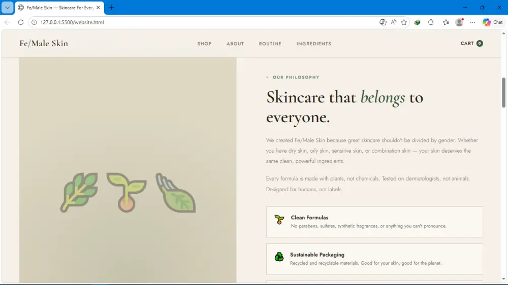 Landing Page لمنتجات العناية بالبشرة