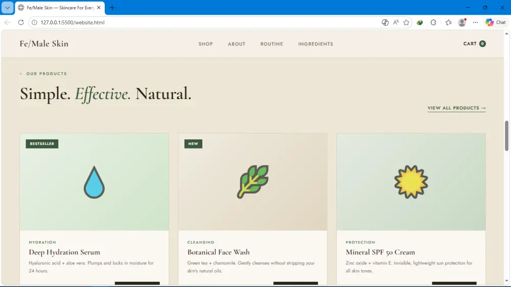Landing Page لمنتجات العناية بالبشرة