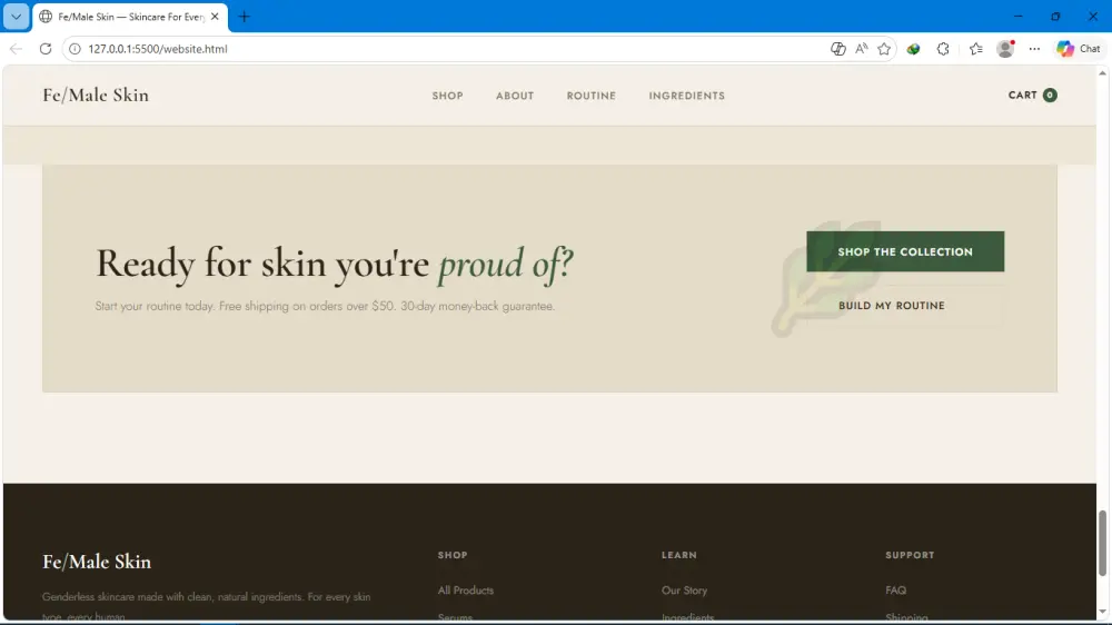 Landing Page لمنتجات العناية بالبشرة