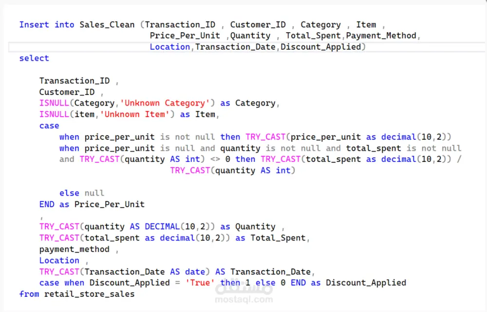 تنظيف وهيكلة قواعد البيانات باستخدام SQL لضمان دقة التقارير