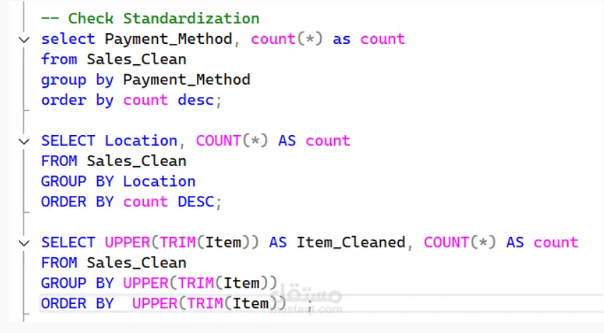 تنظيف وهيكلة قواعد البيانات باستخدام SQL لضمان دقة التقارير