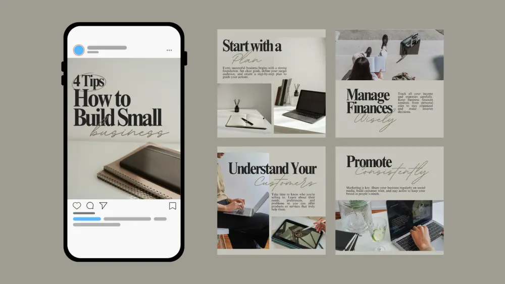 تصميم بوست كاروسيل احترافي ومتناسق (٣ سلايدات)