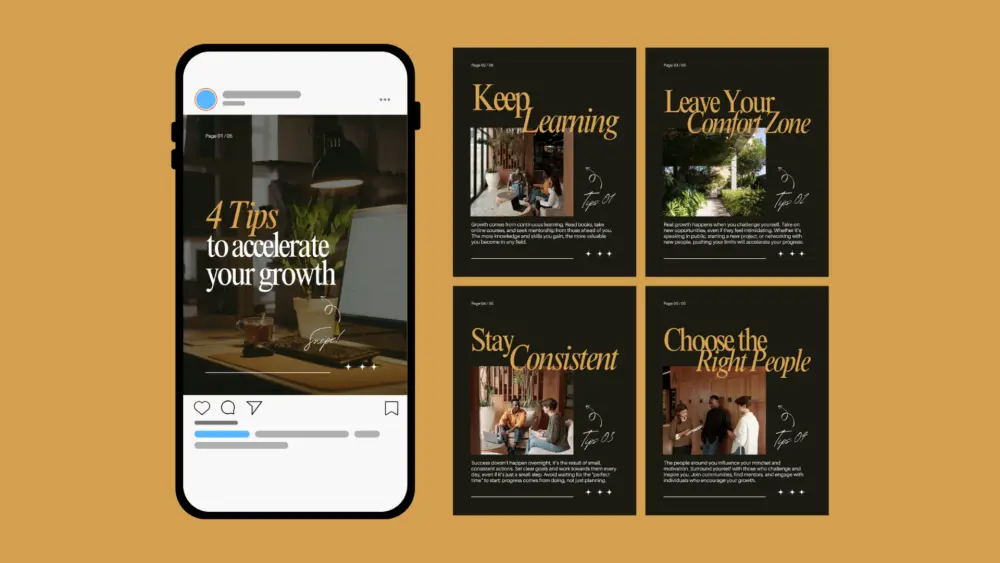 تصميم بوست كاروسيل احترافي ومتناسق (٣ سلايدات)