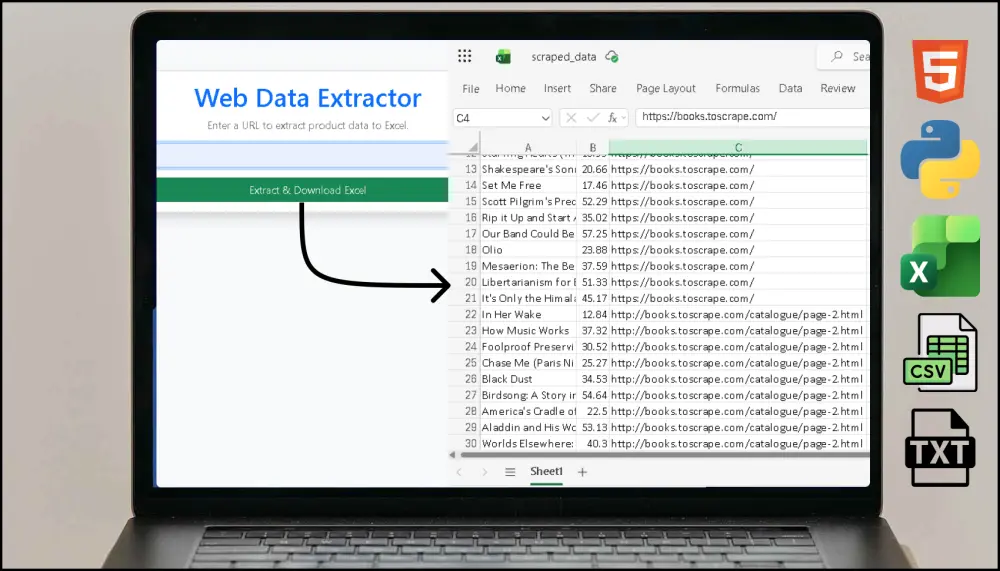استخراج البيانات Web Scraping من المواقع إلى Excel أو csv